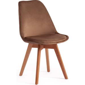 Стул TetChair Secret De Maison Tulip Soft (mod. 74) вельвет/дерево коричневый (HLR11) натуральный