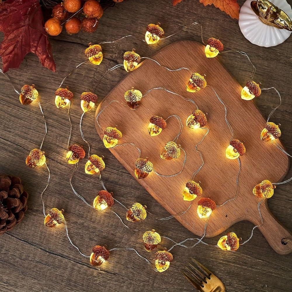 Подвесной светильник Fall Acorn, настенный светильник, светодиодный светильник Pine Cone Acorn Light String Halloween