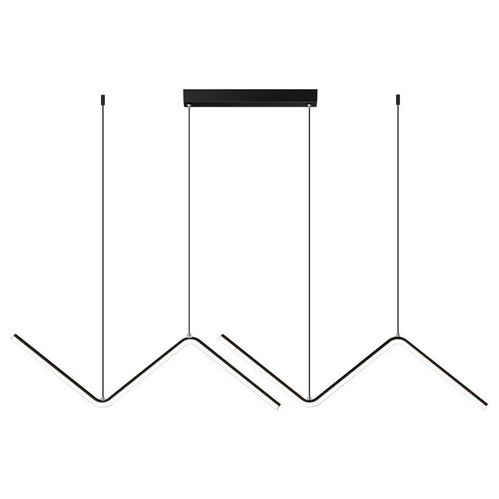 Светодиодный волновой подвесной светильник Nordic Hanging Light 35 In Modern Подвесной светильник Энергосберегающий линейный подвесной светильник для кухни, столовой White Light чёрный