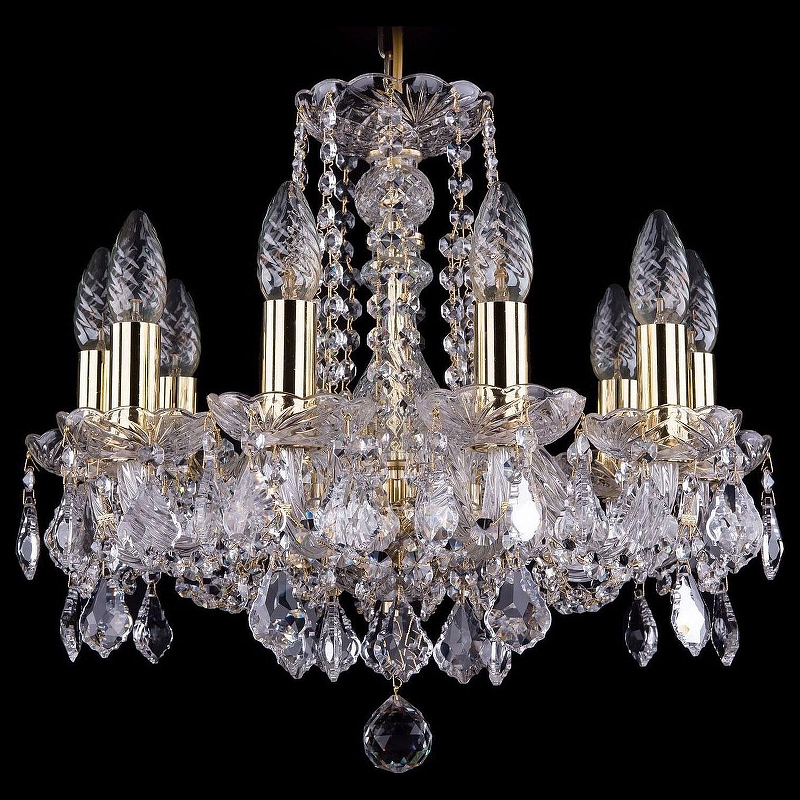 Люстра Bohemia Ivele Crystal 1402 1402/10/141/G/Leafs цвет плафона/подвески Прозрачный, цвет арматуры Золото, Прозрачный