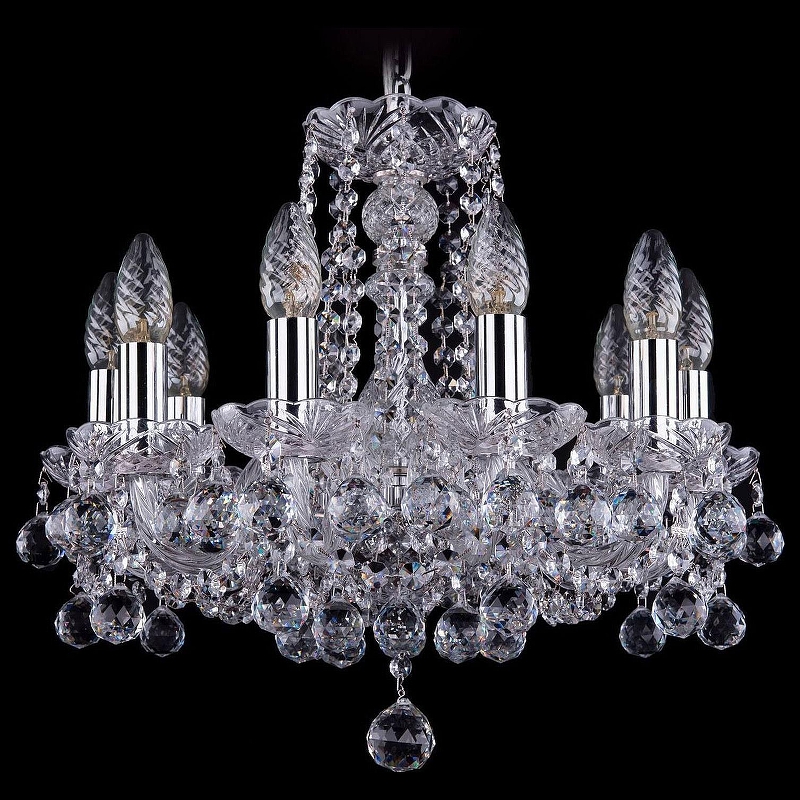Люстра Bohemia Ivele Crystal 1402 1402/10/141/Ni/Balls цвет плафона/подвески Прозрачный, цвет арматуры Прозрачный, Никель