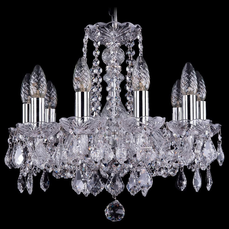 Люстра Bohemia Ivele Crystal 1402 1402/10/141/Ni/Leafs цвет плафона/подвески Прозрачный, цвет арматуры Прозрачный, Никель