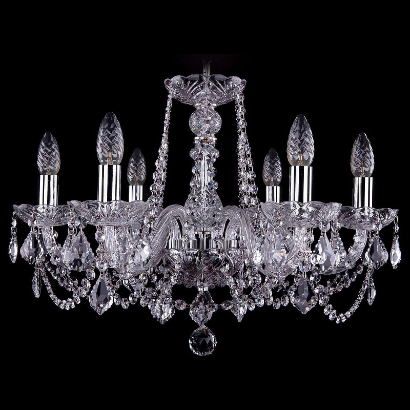 Люстра Bohemia Ivele Crystal 1402 1402/6/195/Ni/Leafs цвет плафона/подвески Прозрачный, цвет арматуры Прозрачный, Никель