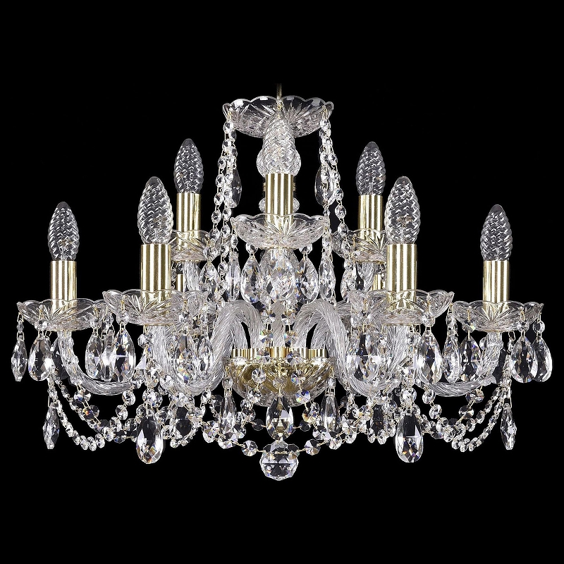 Люстра Bohemia Ivele Crystal 1402 1402/6_3/195/G цвет плафона/подвески Прозрачный, цвет арматуры Золото, Прозрачный