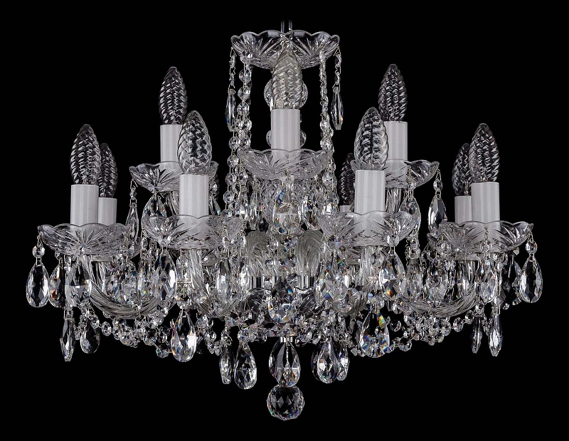 Люстра Bohemia Ivele Crystal 1402 1402/8_4/195/Ni цвет плафона/подвески Прозрачный, цвет арматуры Прозрачный, Никель