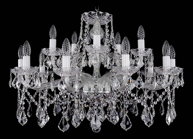 Люстра Bohemia Ivele Crystal 1413 1413/10_5/300/Ni/Leafs цвет плафона/подвески Прозрачный, цвет арматуры Прозрачный, Никель