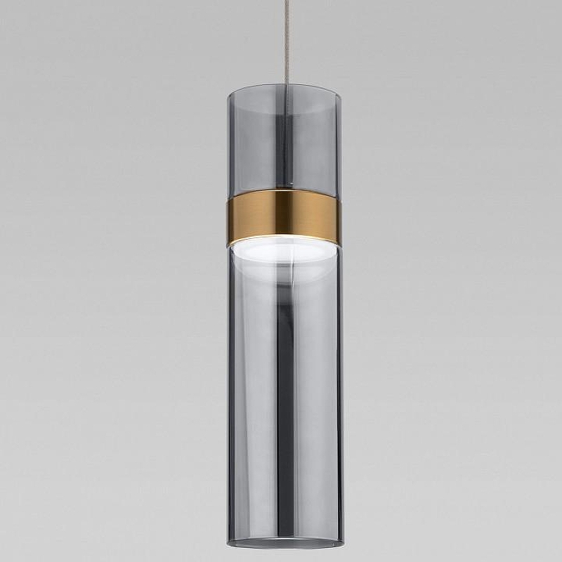 Подвесной светильник Eurosvet Lumen 50244/1 LED латунь/дымчатый цвет плафона/подвески Светло-серый, цвет арматуры Латунь