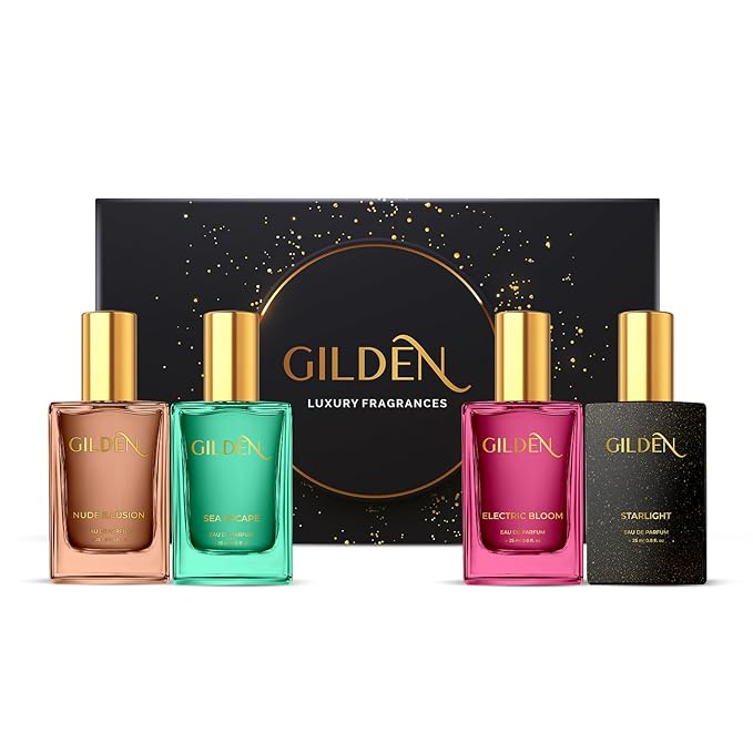 GILDEN Eau De Parfum | Подарочная коробка Gilden для женщин, 25 мл* 4 | Electric Bloom, Starlight, Sea Escape, Nude Illusion
