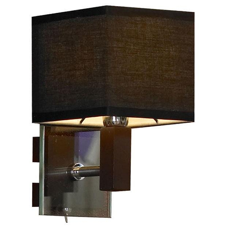 Бра Lussole Montone LSF-2571-01 цвет плафона/подвески Черный, цвет арматуры Коричневый, Прозрачный, Хром