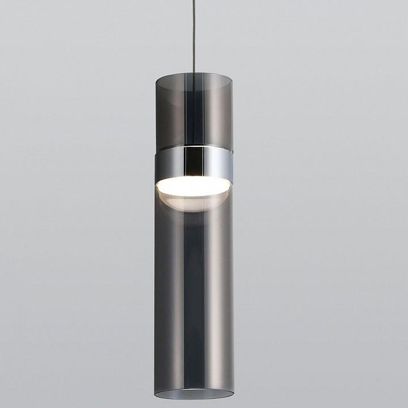 Подвесной светильник Eurosvet Lumen 50244/1 LED хром/дымчатый цвет плафона/подвески Светло-серый, цвет арматуры Хром