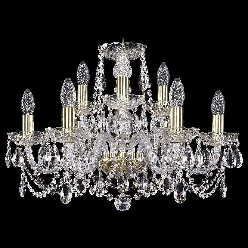 Люстра Bohemia Ivele Crystal 1402 1402/6_3/195/G цвет плафона/подвески Прозрачный, цвет арматуры Золото, Прозрачный