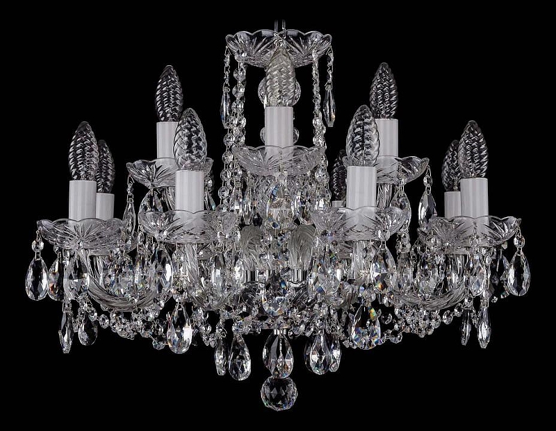 Люстра Bohemia Ivele Crystal 1402 1402/8_4/195/Ni цвет плафона/подвески Прозрачный, цвет арматуры Прозрачный, Никель