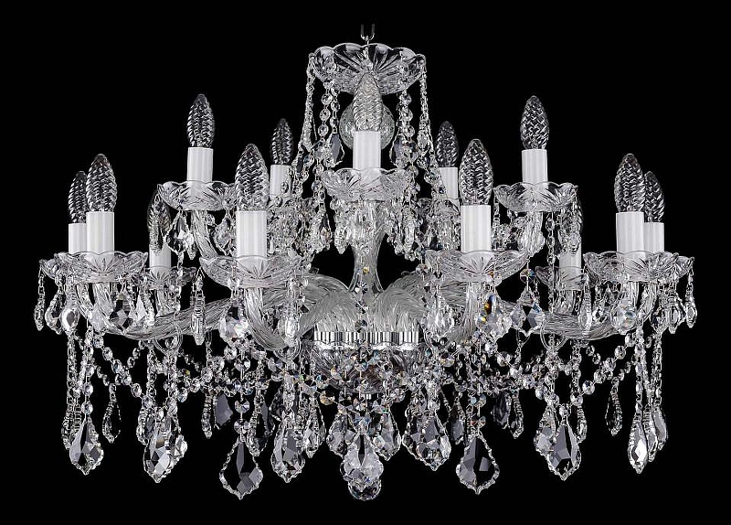 Люстра Bohemia Ivele Crystal 1413 1413/10_5/300/Ni/Leafs цвет плафона/подвески Прозрачный, цвет арматуры Прозрачный, Никель