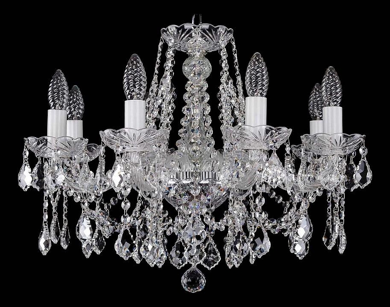 Люстра Bohemia Ivele Crystal 1413 1413/8/200/Ni/Leafs цвет плафона/подвески Прозрачный, цвет арматуры Прозрачный, Никель
