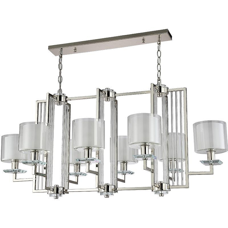 Люстра Crystal Lux Nicolas SP8 L1000 Nickel White цвет плафона/подвески Прозрачный, Белый, цвет арматуры Прозрачный, Никель
