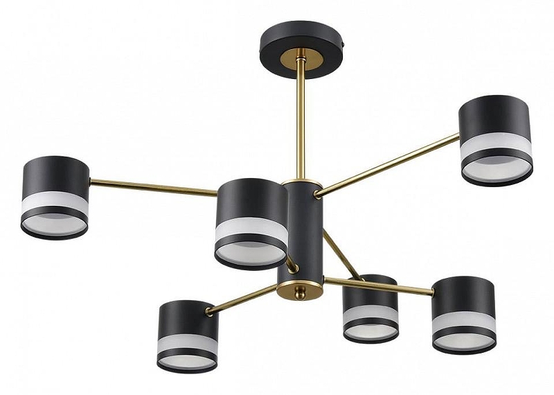 Люстра на штанге Lumion Lanika 8240/6C цвет плафона/подвески Черный, цвет арматуры Латунь, Черный