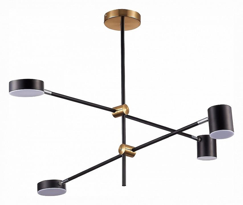 Люстра на штанге ST-Luce Rodr1go SL1604.432.04 цвет плафона/подвески Черный, цвет арматуры Латунь, Черный
