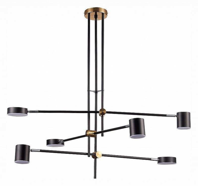 Люстра на штанге ST-Luce Rodr1go SL1604.432.06 цвет плафона/подвески Черный, цвет арматуры Латунь, Черный